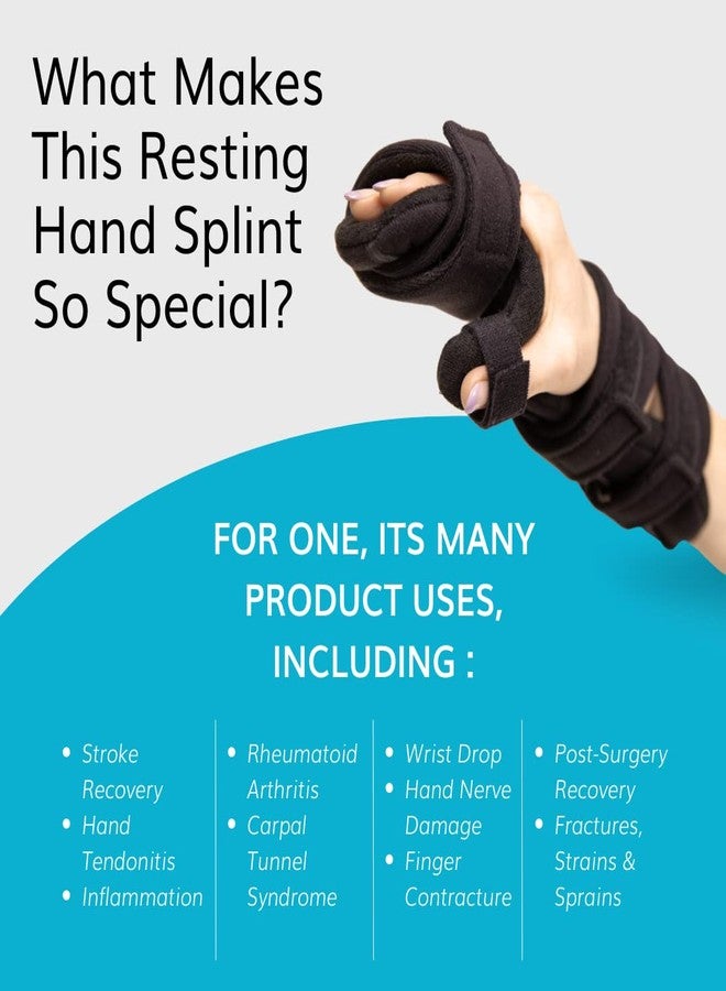 BraceAbility Soft Resting Hand Splint - Stroke Brace Right or Left Hand Immobilizer for Finger Contractures, Post-Surgery Recovery, Carpal Tunnel Syndrome, Ulnar Nerve Damage Relief (S - Right) - Image 4